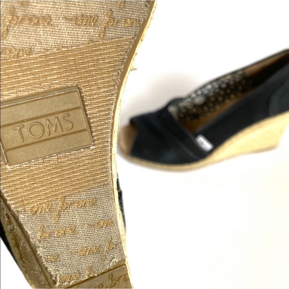 🖤TOMS Canvas Peep Toe Wedges - Picture 6 of 14